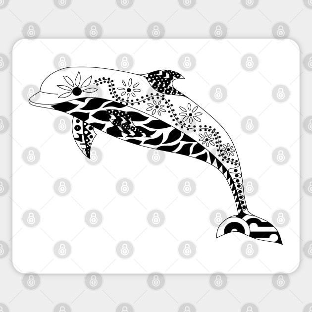 the cutest dolphin ever in ecopop pattern Sticker by jorge_lebeau